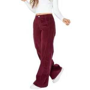 Women's Burgundy Corduroy Wide Leg Pants